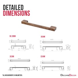 Decoranddecor Dimora D-Shape Cupboard Handles | Rectangular Kitchen Handles for Cupboards | Cabinet Pulls - 96mm Or 128mm, Antique Copper