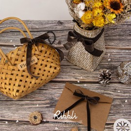 Ribbli Brown Velvet Ribbon 1 Inches Continuous 25 Yard Spool Brown Christmas Ribbon for Gift Wrapping Crafts Home Decor