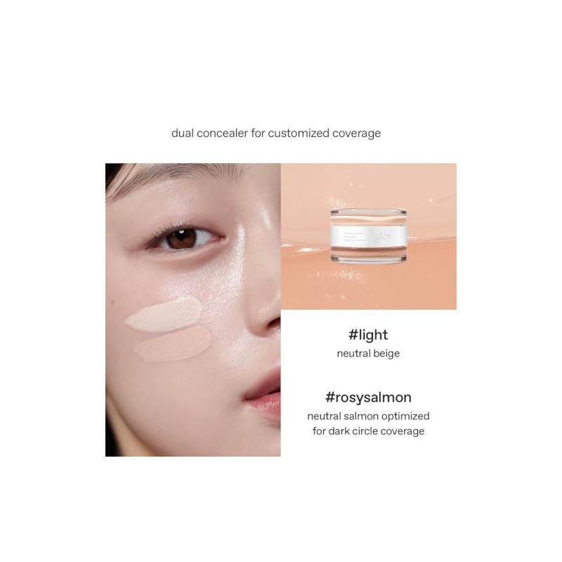 glow not dry concealer #light #rosysalmon, covers under-eye circles &