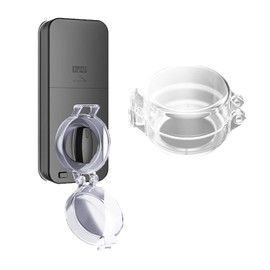 UtySty 2 Pack Deadbolt Lock Secure Mount Child Safety Clear Transparent Sticky Cover Protector for Glass Door Lock Keyless Entry Keypad Door Locks 40mm Dead Bolt Avoid Being Locked Out OD 1.57"