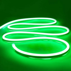 DOSYU Tira Neón LED 3528 de 5 Metros, Flexible, Recortable, Impermeable IP65, Ideal para Decoración Interior y Exterior (solo neon, Verde)
