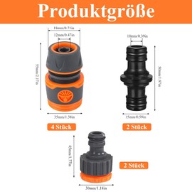 Raheem Gardena Hose Coupling Set, 4 Hose Connectors + 2 Hose Tap Connectors + 2 Double Plug Garden Hose for Tap, Garden Hose, Garden Watering, Car Wash, Pack of 8