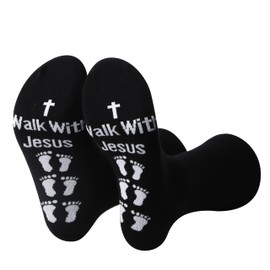 G2TUP Christian Socks Religion Christ Crew Socks Christianity Faith Gift Walk With Christ Religious Sock (Walk With Sock)