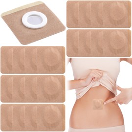 Joez Wonderful 20 Pcs Disposable Castor Oil Pack Wrap, Highly Absorbent Belly Button Patches, Self-Adhesive Castor Oil Pads, Organic Cotton Wraps Pack Covers - Square (Beige, 6x6cm)