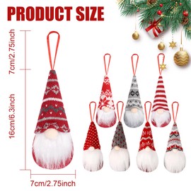 8 PCS Christmas Tree Hanging Ornaments, Handmade Christmas Gnomes Hanging Decoration, Swedish Gnome Plush Santa Elf Ornaments for Fireplace Home Xmas Tree Decorations