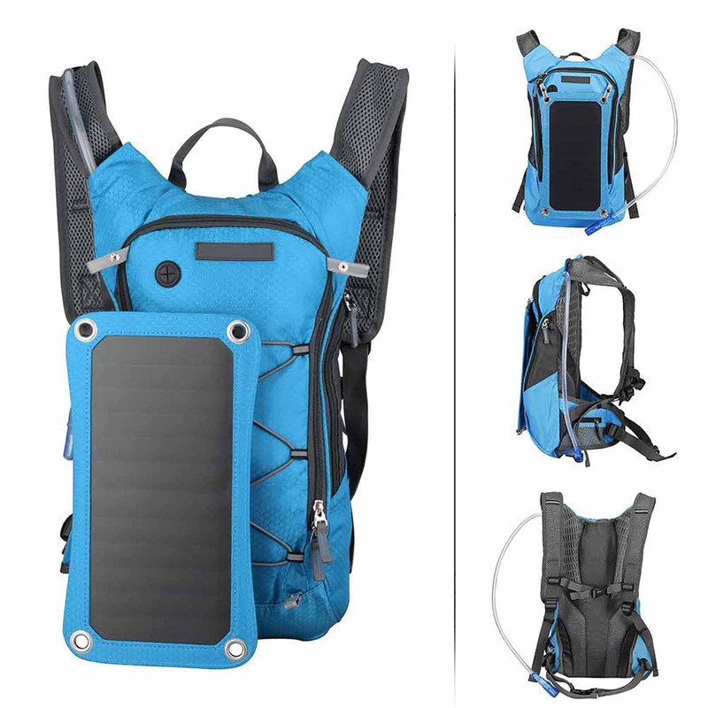 Multi function Outdoor Backpack with 6.5W Solar Panel & 2L