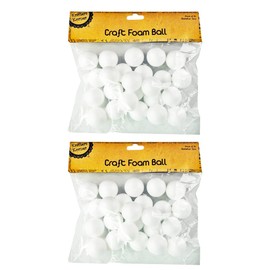 [2PK x 24PCE] Krafters Korner Foam Balls, Lightweight, Convenient To Use, Perfect For Crafting Projects Or Various Decoration In Different Situations, Such As Party, Easter, Arts, Household And School Projects - White (3Cm)