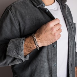 Akitsune Militium Chain Bracelet | Curb Chain Links Women Men Metal Bangle Bracelet