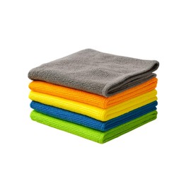 Microfibre Cleaning Cloths, 41 x 41 cm, Set of 5, Multi-Colour, Scratch-Free, Machine Washable