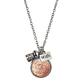 French Euro Coin Pendant Necklace | Wishing Well Pendant | France Two (2) Euro Coin | 18 inch Chain with 3 inch Extender, Lobster Claw Clasp