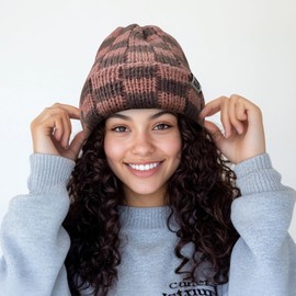 Croogo Beanie Hat for Men Women Warm Winter Knit Cuffed Beanie Toboggan Hats Soft Warm Ski Hats Docker Sailor Cap,Pink-KH56