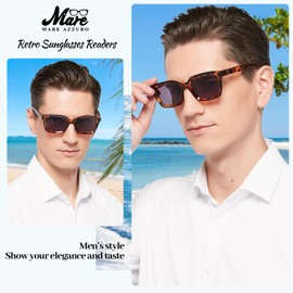 MARE AZZURO Oversized Reading Sunglasses for Men Fashion Outdoor Sunglasses Readers 1.25 Spring Hinges 1.0 1.25 1.5 1.75 2.0 2.25 2.5 2.75 3.0 3.5 4.0 (Tortoise,125)