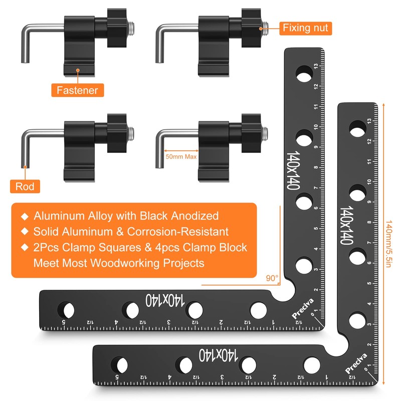 90 Degree Positioning Angle, Preciva Right Angle Aluminum Alloy Clamps