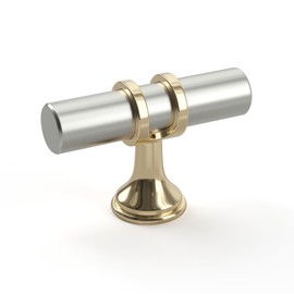 LONTAN 12 Pack Brushed Nickel Cabinet Knobs Silver Gold Drawer Knobs T Bar Kitchen Cabinet Hardware for Dresser Bathroom