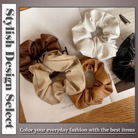 [One Limitation] Scrunchie Hair Rubber PU Leather Synthetic Leather Stylish Cute Hair Accessor Women's SA003 (Blue)