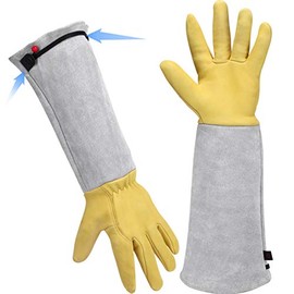 Rose Pruning Gloves for Men/Women, Long Gardening Gloves Thorn Proof, Cactus Gloves, Goatskin Leather Planting Gauntlet Gloves, Garden Working Gloves, Gardening Gifts for Gardeners (Small )