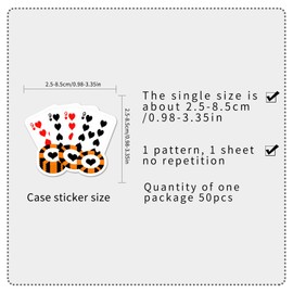 50 Packs Card Suites Poker Stickers Water Bottles Laptop Phone Computer Guitar Skateboard Poker Vinyl Sticker Waterproof Aesthetic Trendy Decals for Kids Adults