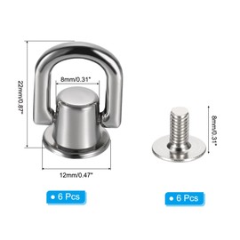 PATIKIL 21x8x6mm D Rings for Purse, 24 Set Spikes for Clothes Metal Button Spikes Screw Kit Flat Head Rivets Screw DIY Leather Hardware Trim Craft, Chrome Color