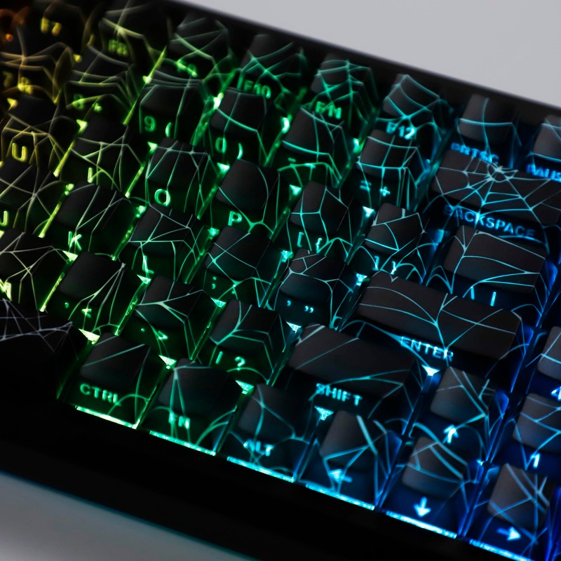 YMDK 134 Spider Web Shine Through Keycaps Cool Side-lit Cherry