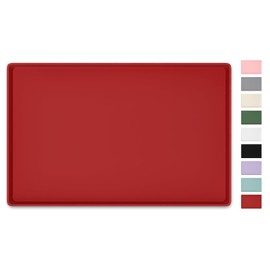 NPOOYI Silicone Art Mat for Crafts, 12" x 19" Waterproof Non-Slip Painting Mat for Kids with Raised Sides, Protects Surfaces Perfectly for Crafts, Legos, Slime, Resin, Paint & Jewelry-Making, Red