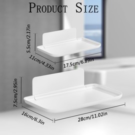 MfhdgXAvs 2Pcs Foldable Floating Shelves for Wall, No Drill Adhesive Shelves – for Bathroom, Bedroom, RV, Kitchen White Small Wall Shelves for Bedside, RV | Renter Friendly