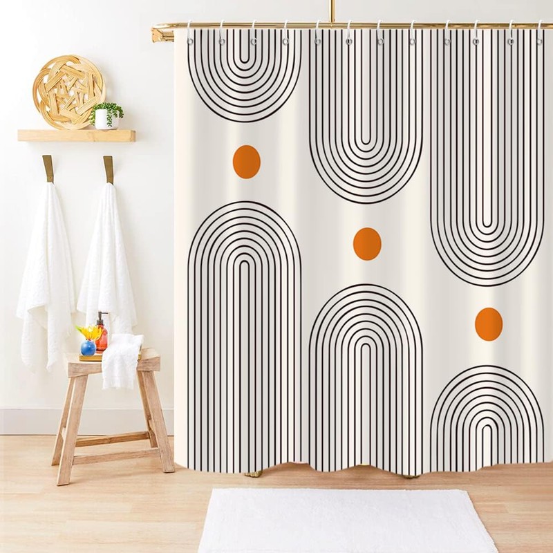 GKLEASG Boho Mid Century Extra Long Shower Curtain, 72Wx78H Minimalist