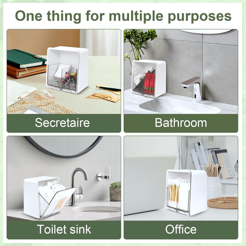 Obsoorth Qtip Holder with 2 Compartments, Clear Bathroom Vanity Cotton