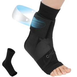 TANGKA - Tobillera con cordones rápidos para mujeres y hombres con férulas laterales extraíbles, soporte ajustable para recuperación de lesiones de tobillo