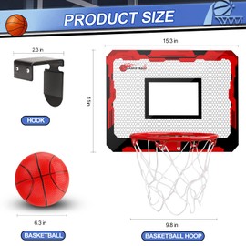 Wall Mounted Mini Basketball Hoop for Kids 5 6 7 8 9 10+Years Old Boys, Indoor Basketball Hoop with 4 Balls for Room Bedroom, Dunk Pro Sport Game Interactive Toys Gift for Boys Age 4-12