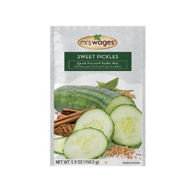 Mrs. Wages Sweet Pickles Quick Process Mix, Quick and Easy, Simple-To-Use, Simple Homemade Pickles, Sweet Traditonal Pickle Flavoring, 5.3 oz Packet (Value Pack of 6)