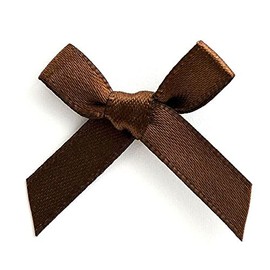 Trucraft 3cm 7mm Satin Ribbon Mini Craft Bows Brown Pack of 20