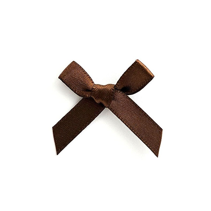 Trucraft 3cm 7mm Satin Ribbon Mini Craft Bows Brown Pack