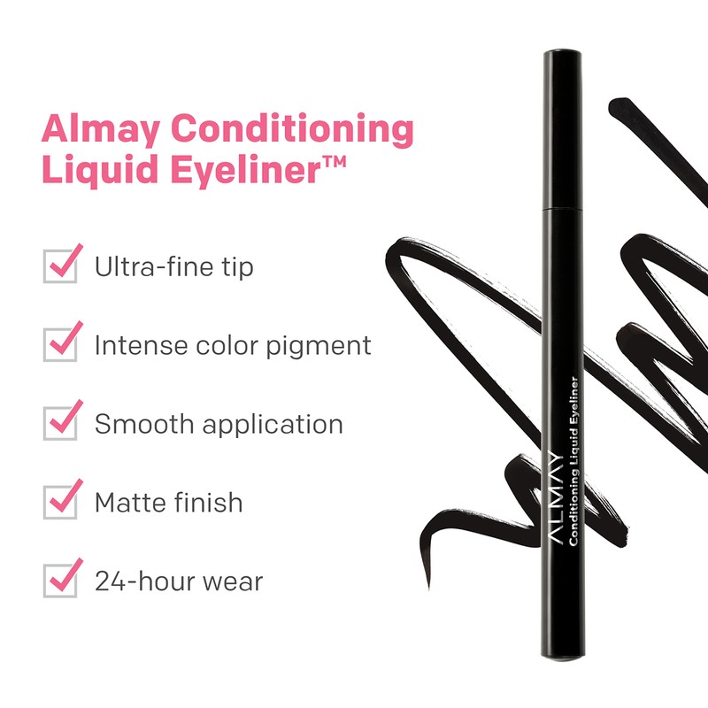 Almay Conditioning Liquid Eyeliner, Longwearing, Waterproof, Hydrating, Stocking Stuffer for