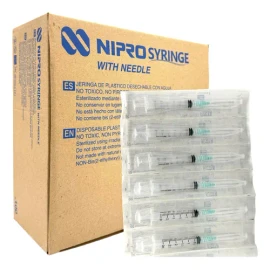 100 Jeringas De Plástico 3 Ml Aguja 21g X 32mm Verde Nipro