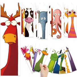 30PCS Funny Animals Bookmarks Cartoon Cat Book Reading Paper Page Maker Cards Decoration Creative Gifts Student School Library Book Mark Clip Gifts Christmas Easter for Reader Read Lover Kids Rewards