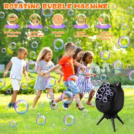 PANACARE Rotierende Seifenblasenmaschine, 2024 Automatische Seifenblasenmaschine 20000+Blasen/Min|Rotating 90°/180°|500ML Tank|Wiederaufladbare Akku|18 Blasenlöcher für Geburtstag, Party, Hochzeit
