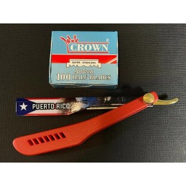 Tachi  New Professional Barber Men's Shaving  Straight Razors with 100 Derby Blades - PR Razor with Crown 100