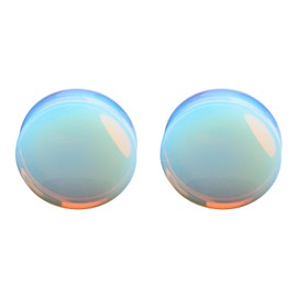 2 Pairs White And Black Organic Stone Ear Gauges Earrings Plugs Jewelry 14mm(9/16")