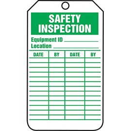 Accuform TRS315CTM PF-Cardstock Inspection & Status Record Tag, Legend"Safety Inspection", 5.75" Length x 3.25" Width x 0.010" Thickness, Green on White (Pack of 5)