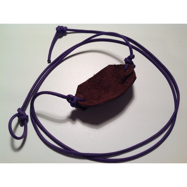 Paracord and Leather Cupped Pouch Shepherd Sling Handmade by David The Shepherd (Purple Cords)