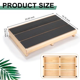 CroBlissful 3.5" Wooden Platform Step Stool,24" Platform with Non Slip Rubber Stepping Surface for Adults & Elderly Bed Steps Wooden Mobility Stepping Stools for Bedroom, Bathroom, Kitchen, Garden