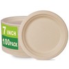 GreenWorks 100 Count 7“ Heavy-duty Compostable Plates, Unbleached Biodegradable Bagasse