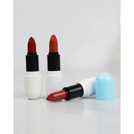 liliduro Lovely Mini Capsule Lipstick Set - Longwear, Highly Saturated, Full, Even, Non-Fade Lip Color - Vermilion Red, Maple Leaf Red, and Caramel Red (pack of 3)