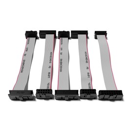 ExcelValley - 5-Pack - Eurorack Flat Ribbon Power Cables Modular Synth Synthesizer [10 to 16 Pins | 25 cm - 9.84"]