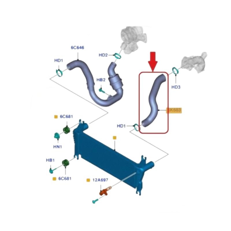 appRUN TURBO INTERCOOLER HOSE PIPE FOR FORD RANGER 3.2 TDCi