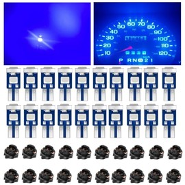 Led Bulb Dash Lights Super Blue Bright, T5 74 37 LED Bulb with Twist Lock Socket PC74 PC37, for Car Dashboard Bulb Air Conditioning Light Clock Light Instrument Led Bulb 40pcs