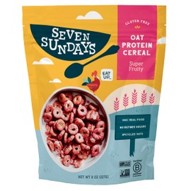 Seven Sundays Oat Protein Cereal, Super Fruity, 8 Oz Bag, Gluten Free, 5g Upcycled Protein, 0g Refined Sugar, Crunchy Sweet Snack
