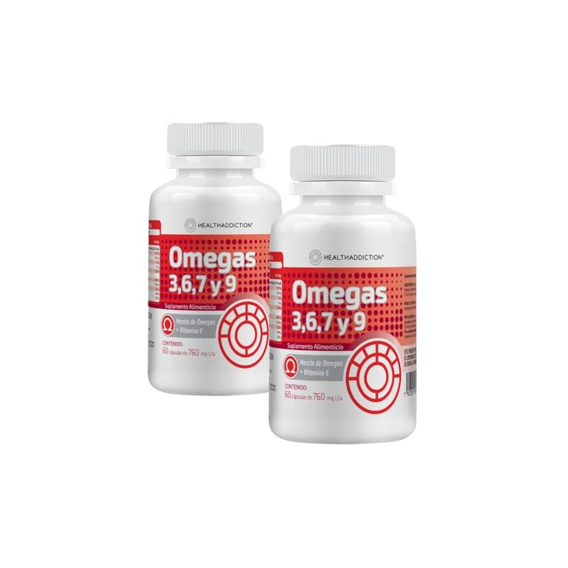 Healthaddiction Pack Suplemento Omega 120 Cápsulas 760mg Aceite Pescado Linaza
