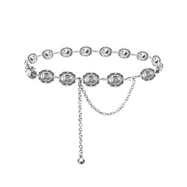 TOPACC Bling Silver Western Chain Belts for Women Evening Fashion Rhinestone Belt Wedding Bridal Belt for Formal Dresses Jeans