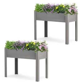 Set of 2 Raised Garden Bed with Legs, 40x20x31'', Outdoor Wood Elevated Planter Box, Thick Legs, w/Liner